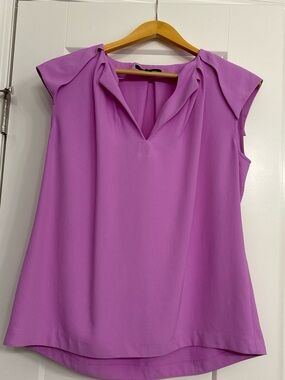 Banana Republic Purple Cap-Sleeve V-Neck Blouse